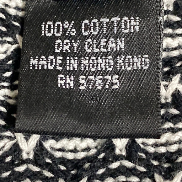 Adrienne Vittadini Cotton Woven Black White Cardigan Size Small - Picture 4 of 4